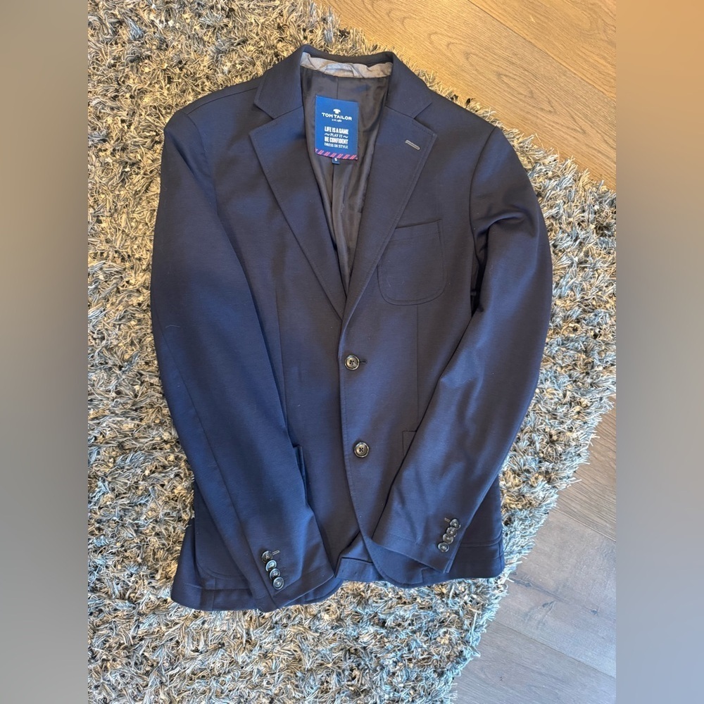Tom Tailor Navy Blue Tailored Blazer Jacket Men’s Size Small – Modern Slim Fit - Picture 11 of 11